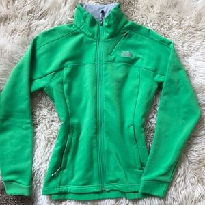 Bright green north face jacket
